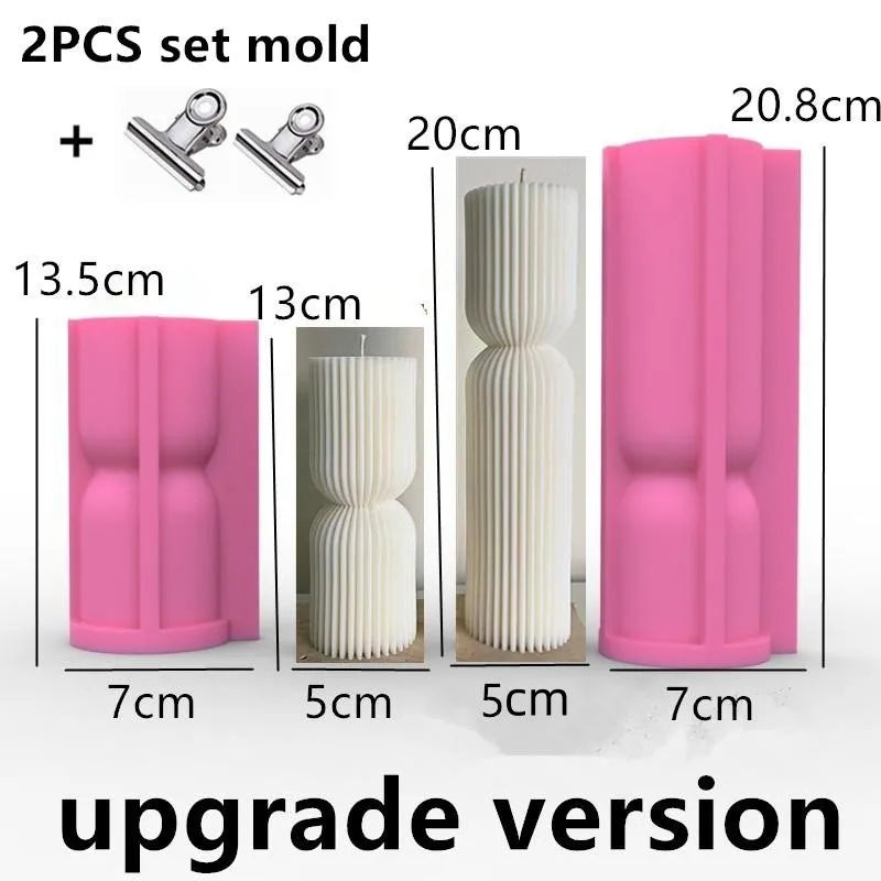  Elegant Ribbed Silicone Molds – Create Geometric Pillar Candles for Luxe Home Décor