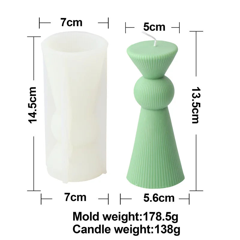  Elegant Ribbed Silicone Molds – Create Geometric Pillar Candles for Luxe Home Décor