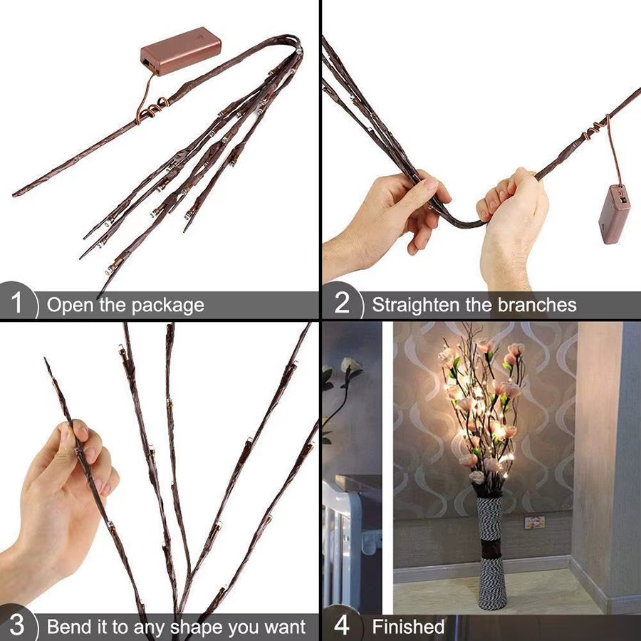 73cm LED Willow Branch Lamp – Battery-Powered Decorative Lights for Home Décor