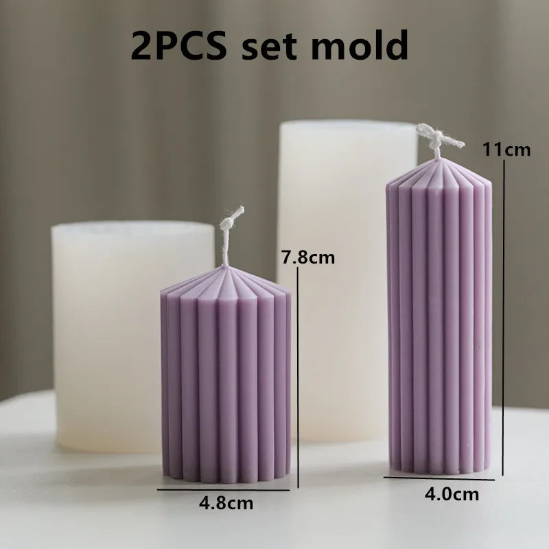  Elegant Ribbed Silicone Molds – Create Geometric Pillar Candles for Luxe Home Décor