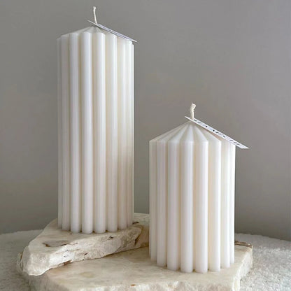  Elegant Ribbed Silicone Molds – Create Geometric Pillar Candles for Luxe Home Décor