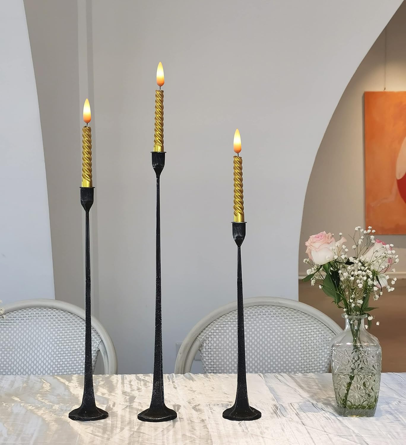 Iron Taper Candle Holder - Home Decoration Candle Stand - Candlestick Holder Set 3