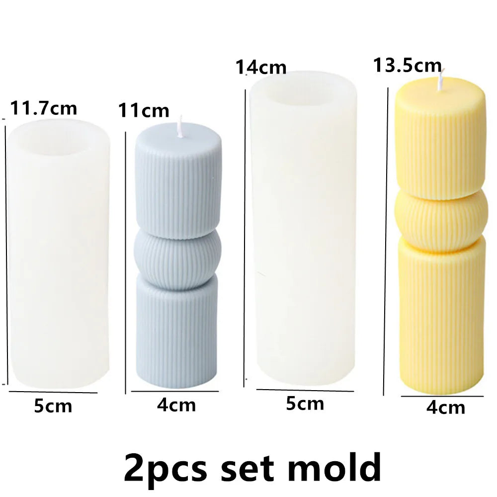  Elegant Ribbed Silicone Molds – Create Geometric Pillar Candles for Luxe Home Décor