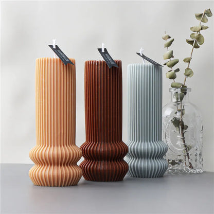  Elegant Ribbed Silicone Molds – Create Geometric Pillar Candles for Luxe Home Décor