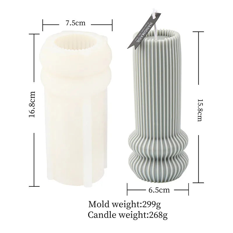  Elegant Ribbed Silicone Molds – Create Geometric Pillar Candles for Luxe Home Décor